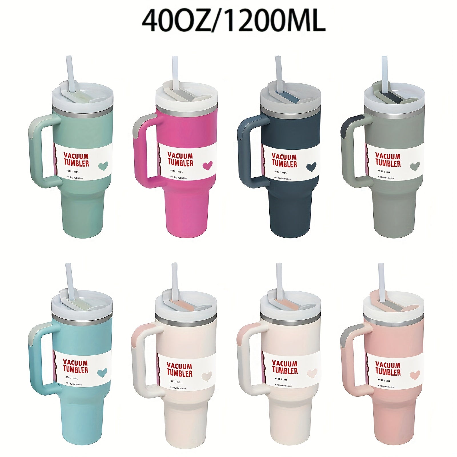 40oz Stainless Steel Tumbler with Lid and Straw BPA-Free Shatterproof for Iced Tea Coffee