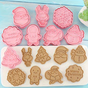 Set of 8 Christmas Cookie Stamp Tools with Snowflake Snowman Deer Santa Tree