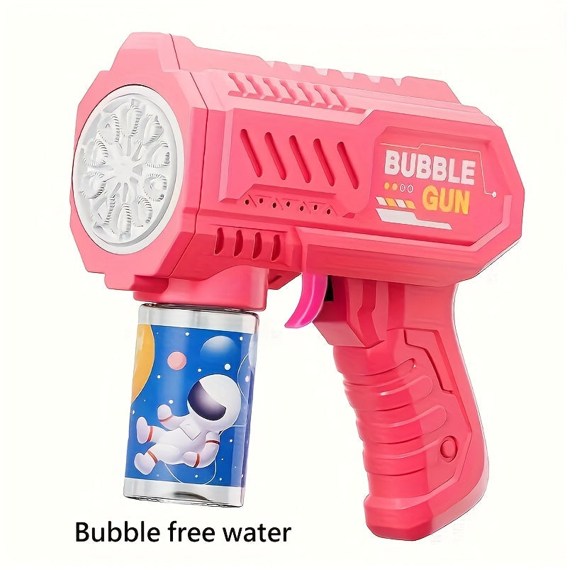 Kids Bubble Gun Toy with LED Lights, 10-Hole Plastic Blaster for Ages 3-12