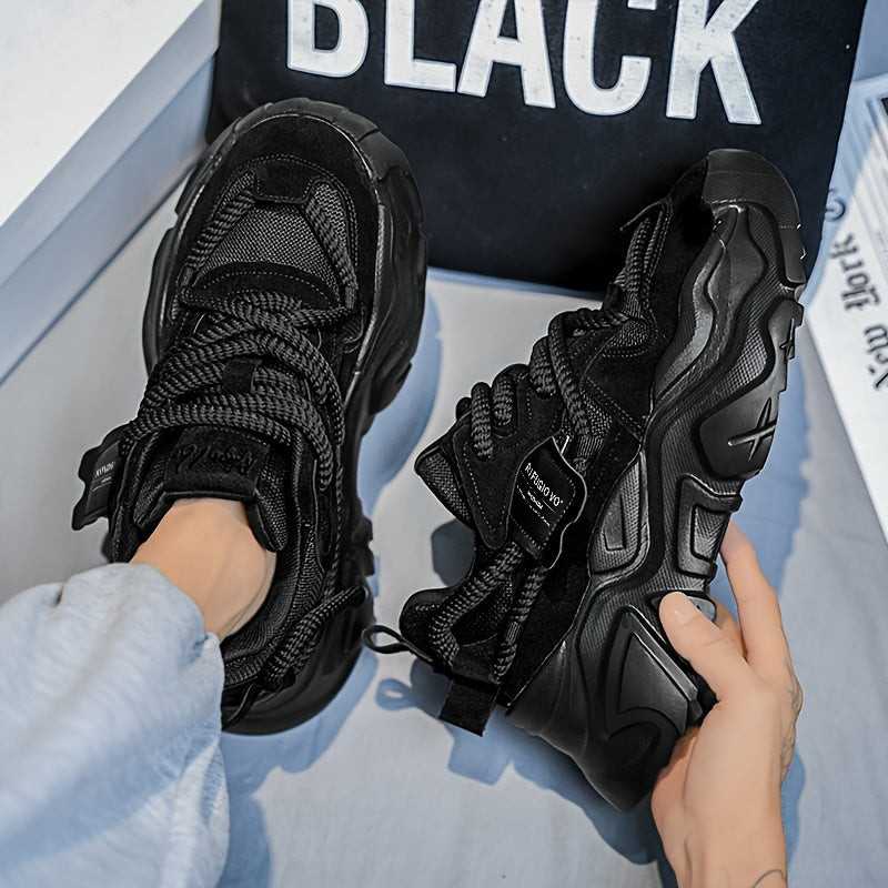 Men's Light Gray Chunky Sneakers Breathable Mesh Hidden Height Increase Casual Athletic Shoes