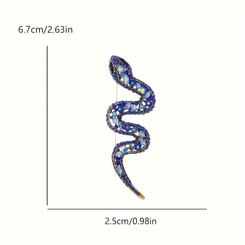 Stylish Serpentine Brooch with Large Rhinestone Hollow Python Pin for Men