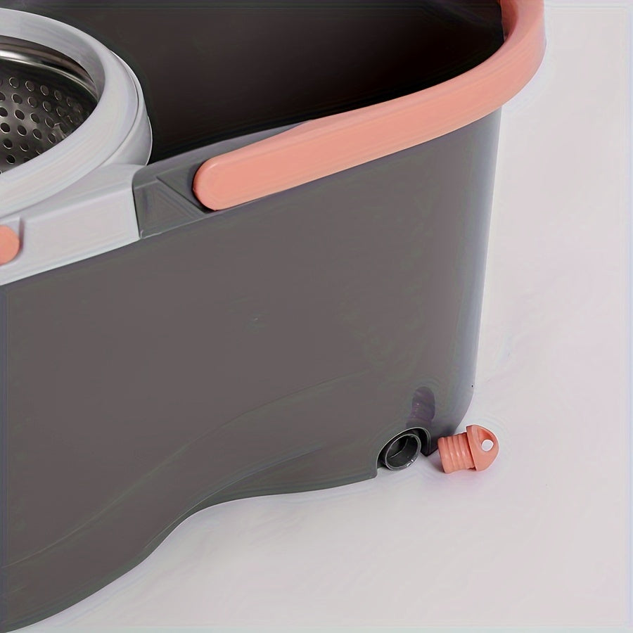 Stainless Steel Spin Mop and Bucket Set with Self-Wringing System for Home Cleaning