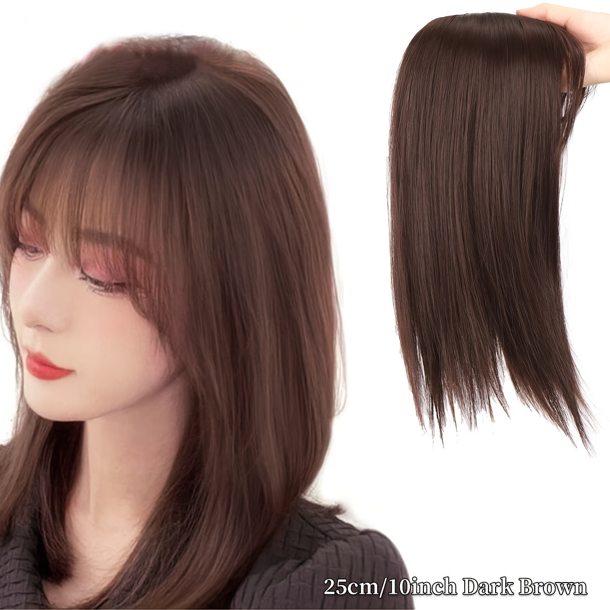 Women Straight Synthetic Clip-In Bangs Hair Extensions Natural Looking