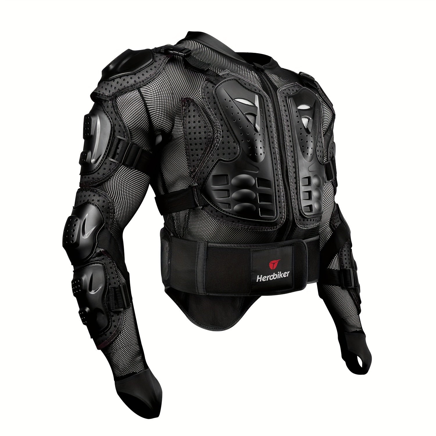 Unisex Black Motorcycle Armor Jacket Breathable Fabric Long Sleeve Zipper Riding Gear