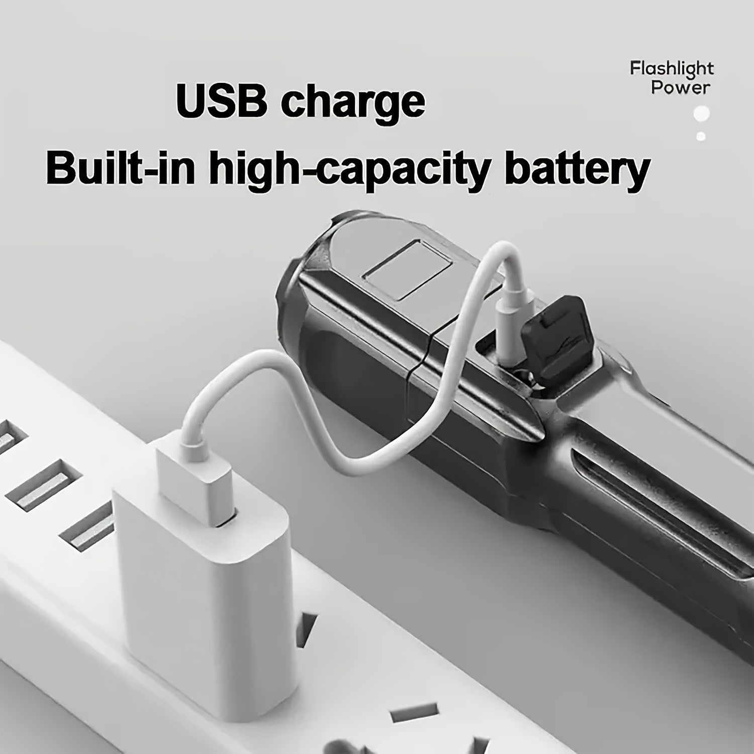 Rechargeable LED Flashlight with Telescopic Zoom and USB Charging 800mAh Battery