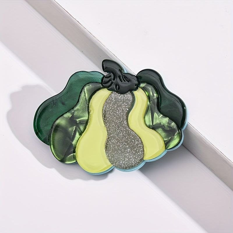 Green Cartoon Fruit Pumpkin Brooch with Acetic Acid Material