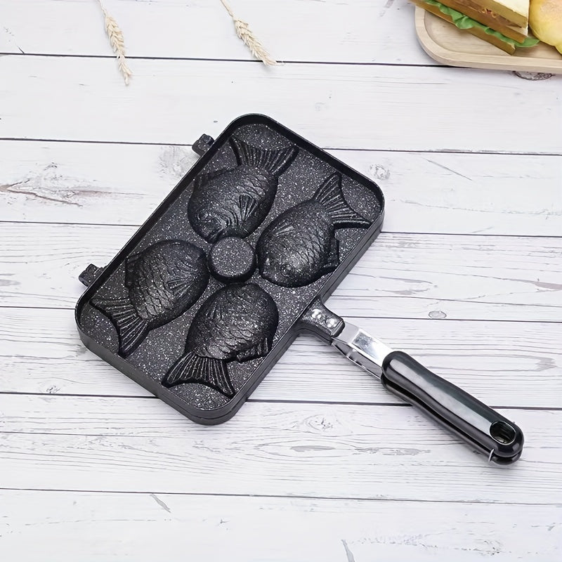 Yagona baliq shaklidagi Taiyaki tayyorlagich, yopishqoq bo'lmagan, 23.98cm x 14.48cm, pancake va non uchun