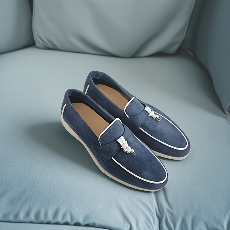 Women's Slip-On Flats Non-Slip Rubber Sole Navy Blue All-Season Casual Footwear