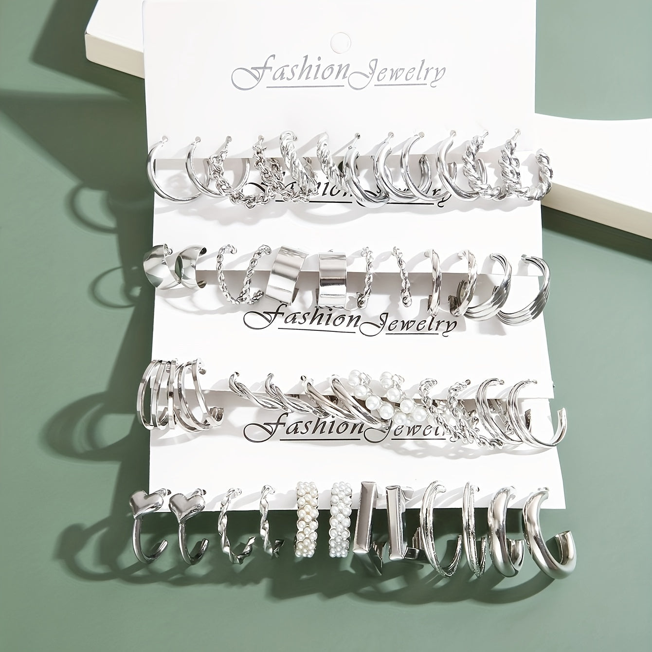 Women's Heart and Twisted Design Earrings Set 24 48 Pieces Zinc Alloy Stainless Steel Posts for Daily Wear and Gifting