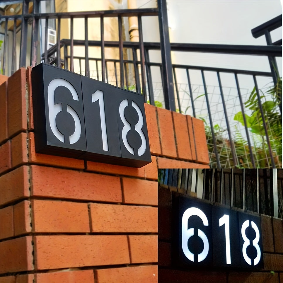 Luz de número de casa solar LED para exteriores, a prueba de agua, señal de dirección, iluminador de pared para jardín y patio