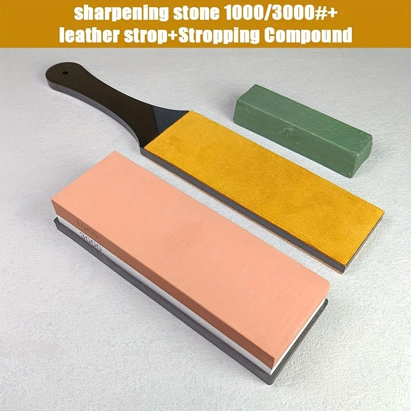 Professional Sharpening Stone Set with Dual Grit, Bamboo Base and Non-Slip Rubber