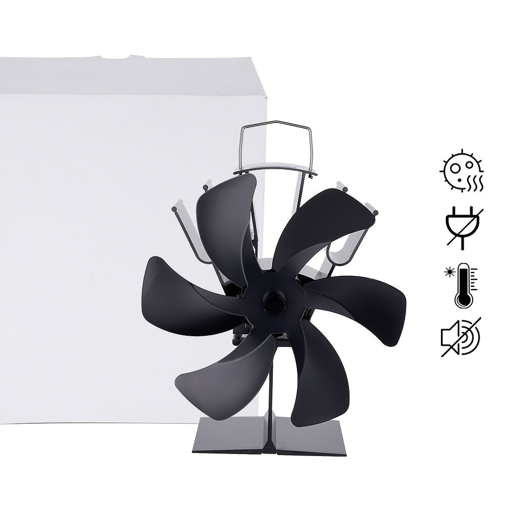 Six-Page Black Vertical Fireplace Fan for Heating and Ventilation