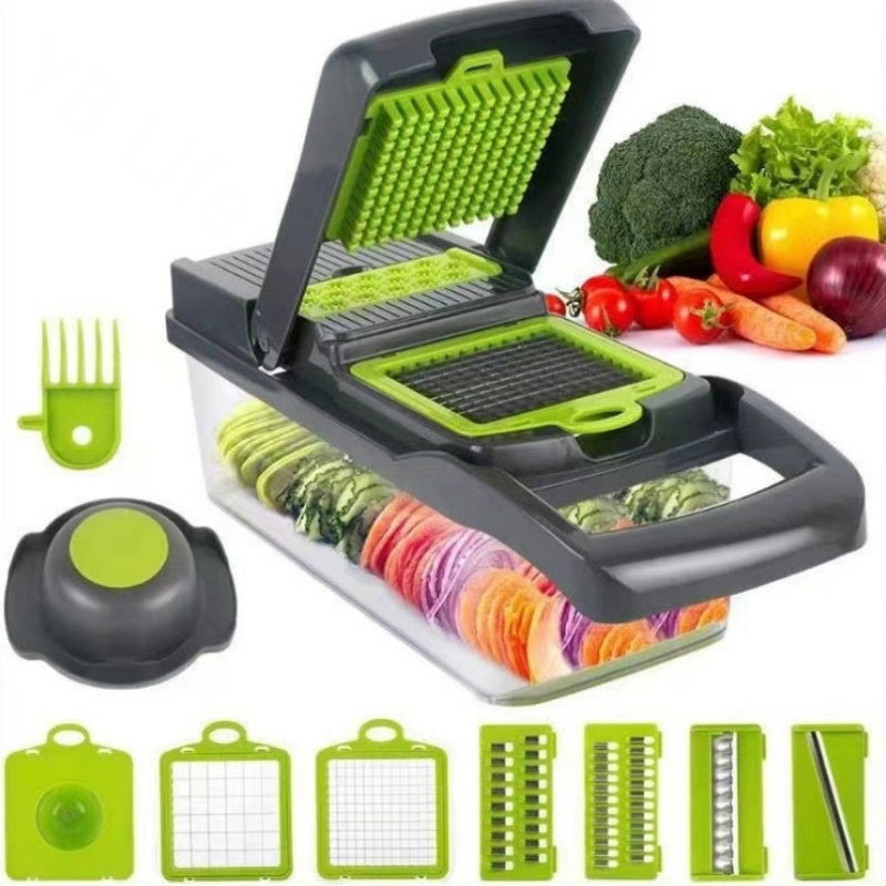 Vegetable Chopper with 7 Blades and French Fry Cutter for Onions Cucumbers Potatoes