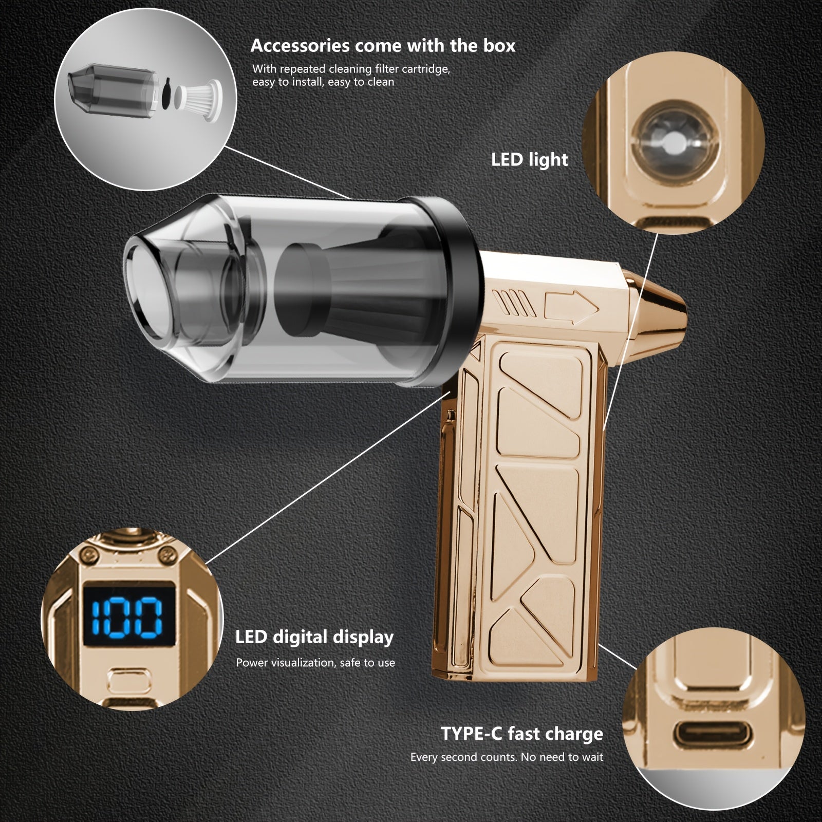 Portable Multipurpose Turbofan Fan with 11000 RPM Fast Wind Rechargeable USB