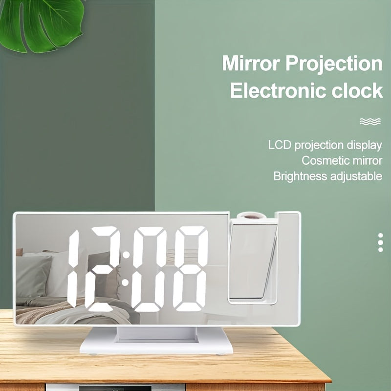 3D LED Mirror Clock with USB Power Temperature Display Auto Brightness Black Digital Bedroom Living Room