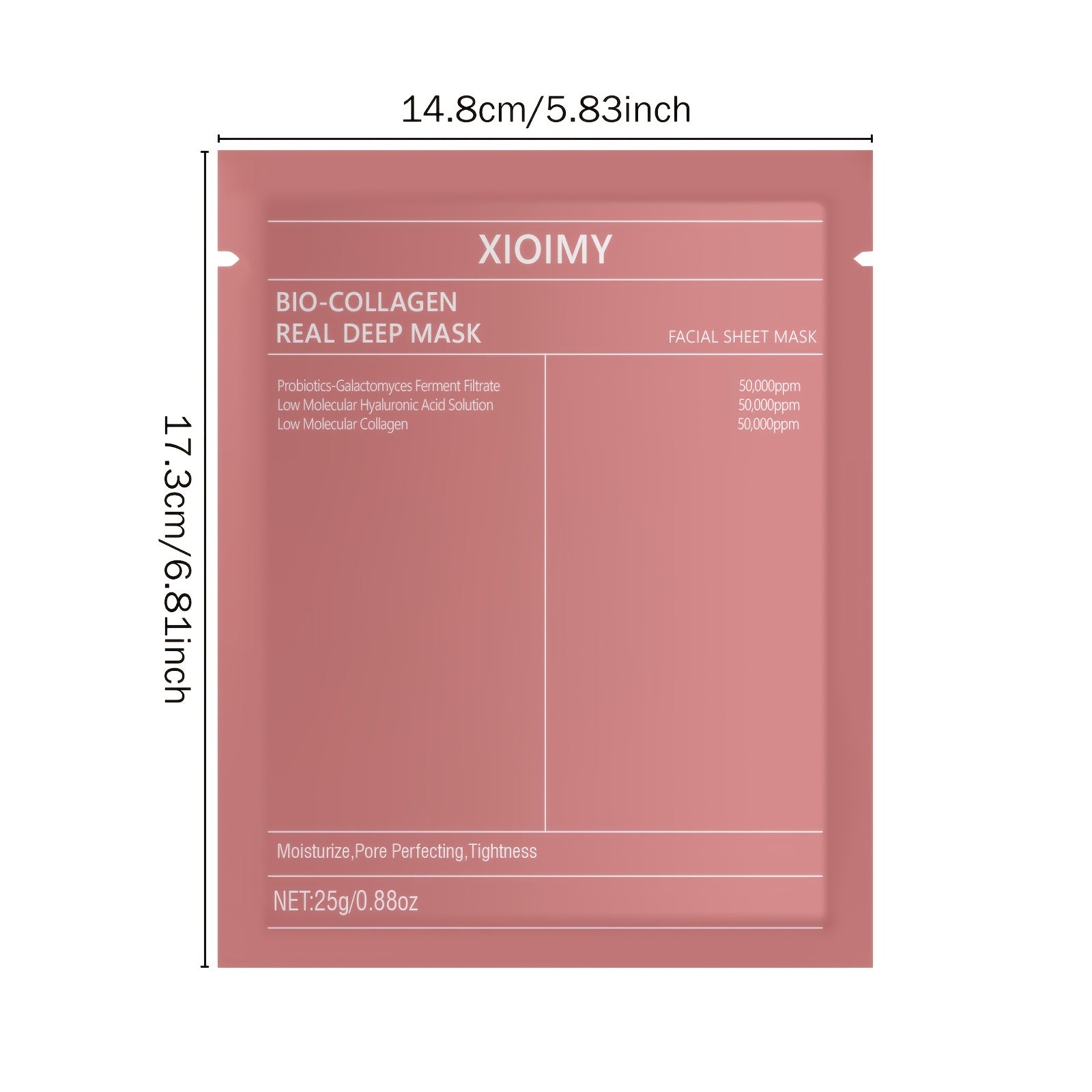 Máscara facial unisex 3 piezas colágeno ácido hialurónico hidratante iluminador cuidado de la piel