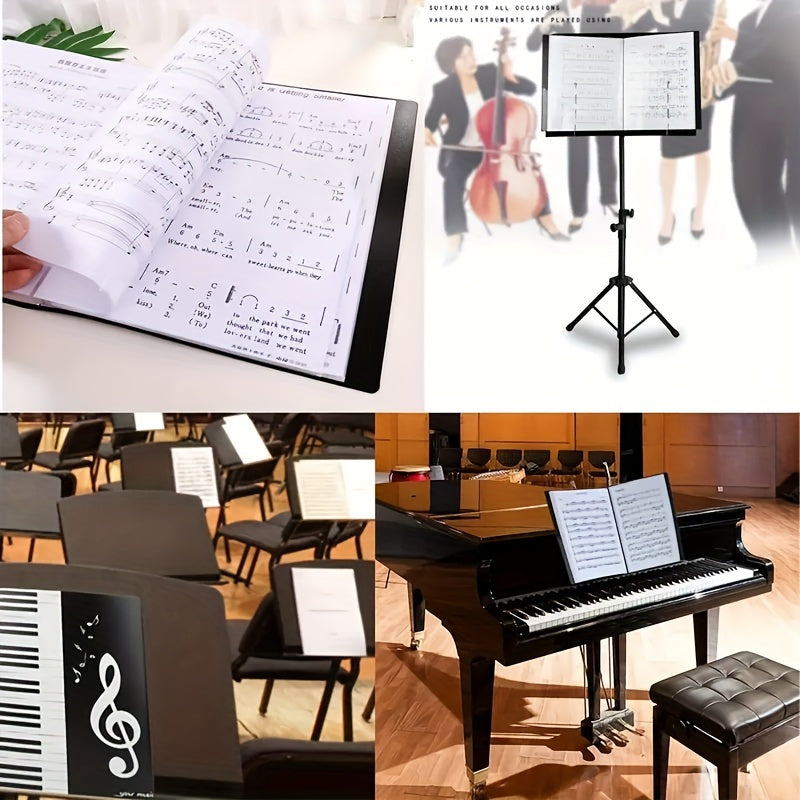 40-Pocket Music Folder for Sheet Music and Files White Black PP Material