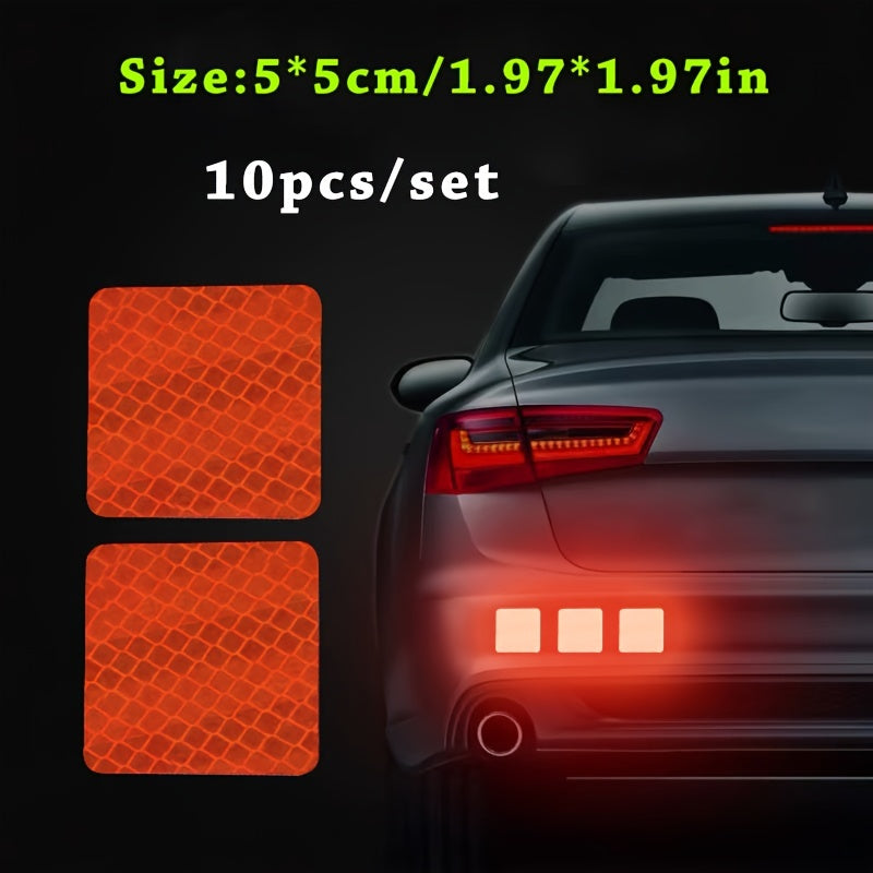 10pcs Car Bumper Reflective Stripe Stickers for Night Safety and Style