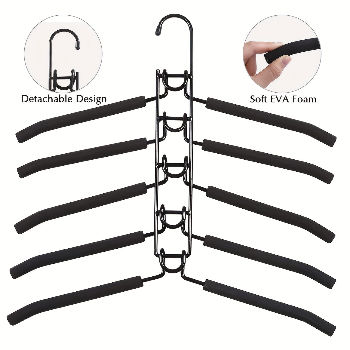 Multi-Layer Metal Clothes Hanger with Detachable Anti-Slip Rack for Closet Storage