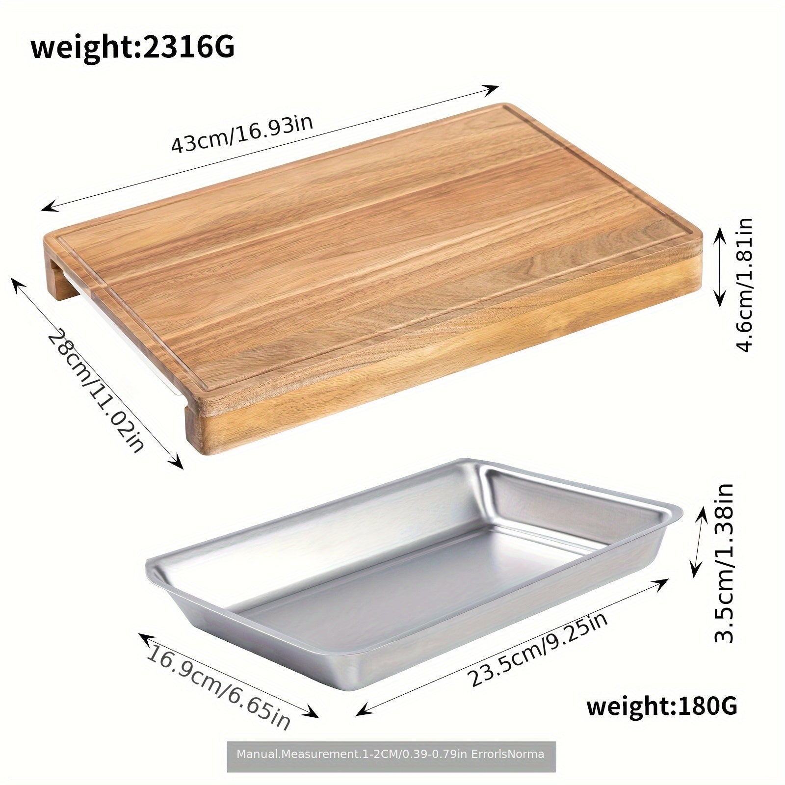 Large Bamboo Cutting Board with Pull-Out Drawers, Non-Slip Surface
