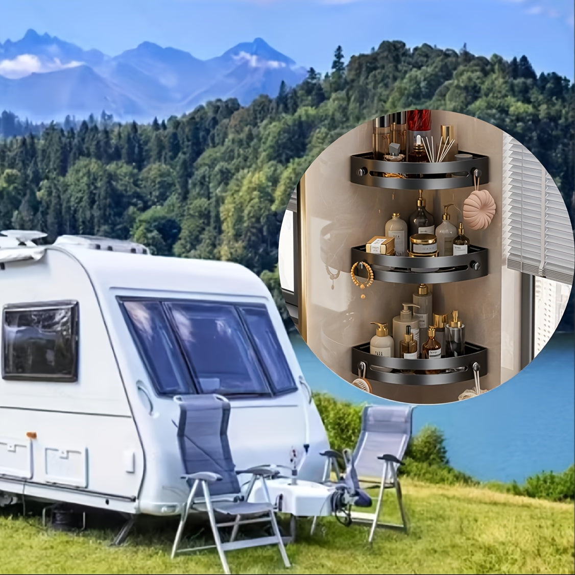 Corner Shower Caddy Three-Tier Wall Mount Bathroom Organizer Durable ABS Plastic