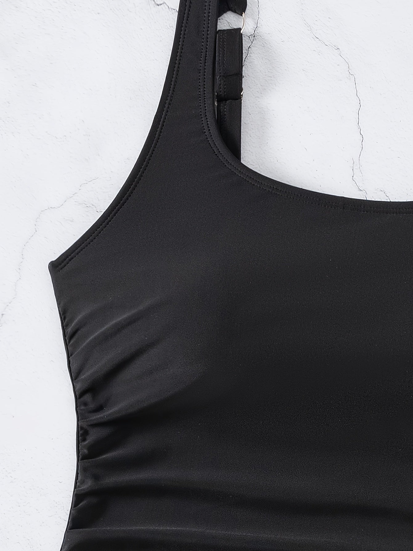 Women's Tankini Swimsuit Set Sleeveless U-Neck High Stretch Solid Color for Pool Beach