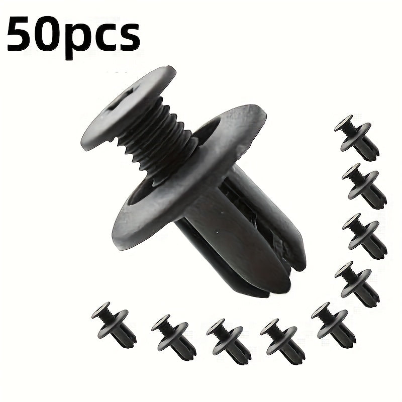 50 Pack Black Plastic Car Rivets Fastener Clips for Bumper Trim Panel