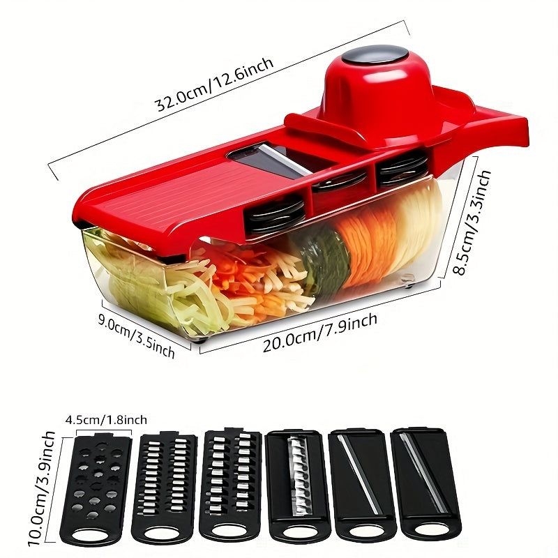 Multi-Functional Vegetable Cutter 10-in-1 with Interchangeable Blades and Peeler