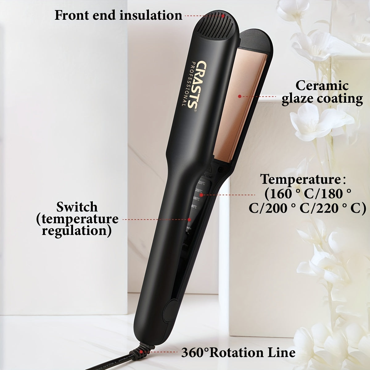 Ceramic Hair Straightener and Curler for Unisex Adults 220V 44W No Battery