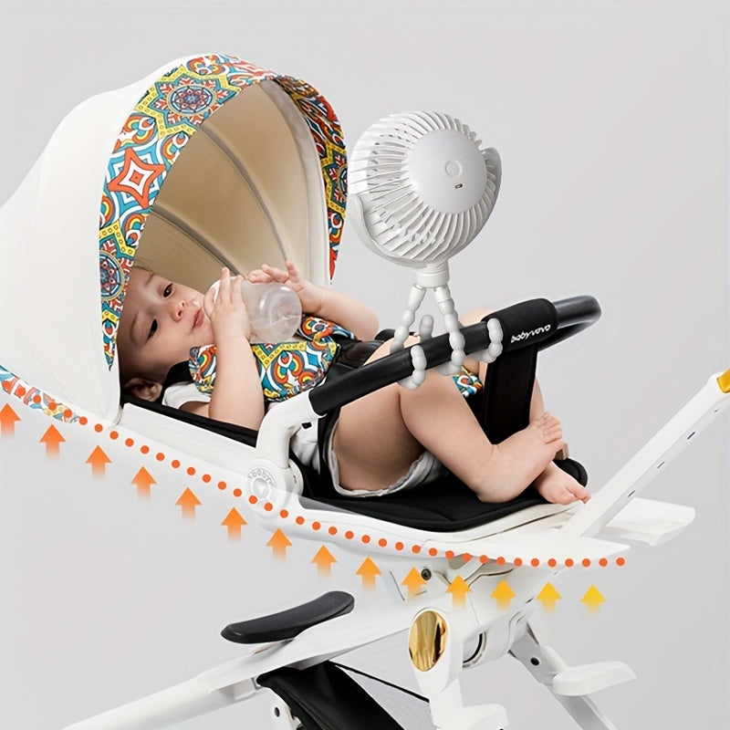 Portable USB Rechargeable Fan with Tripod Stand and High-Velocity Base