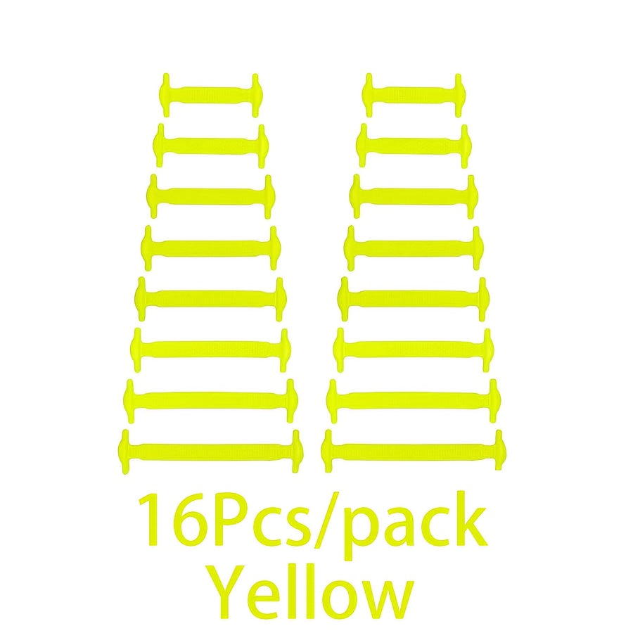 16-Pack Silicone No-Tie Shoelaces Waterproof Stain-Resistant Lightweight
