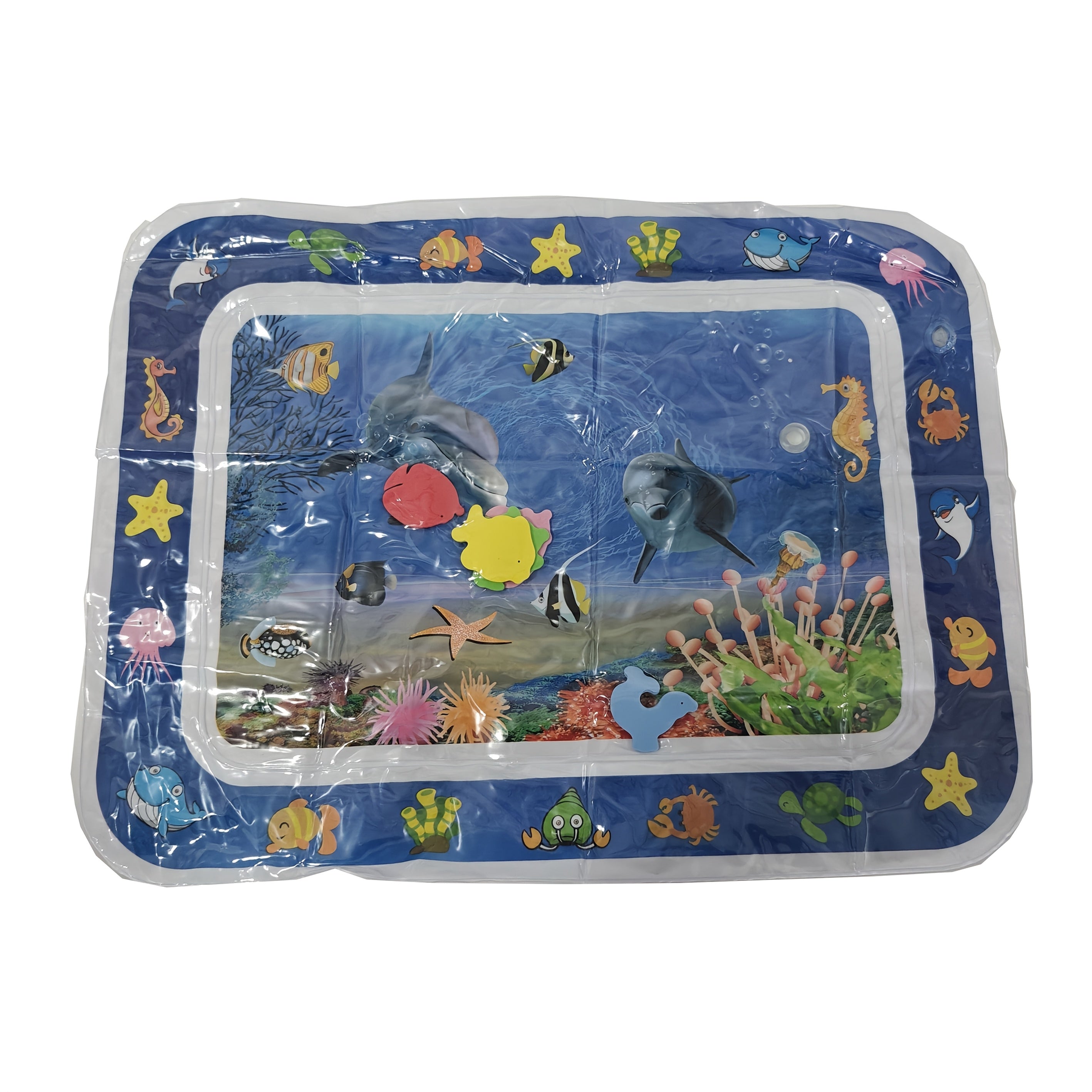 Kichkina suv matochaği 0-3 yoshlar uchun, qalinlashtirilgan PVC, interaktiv suv o'yin mato, ko'k va qizil