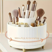 Rotating Makeup Organizer with Glossy ABS Plastic for Countertop Storage