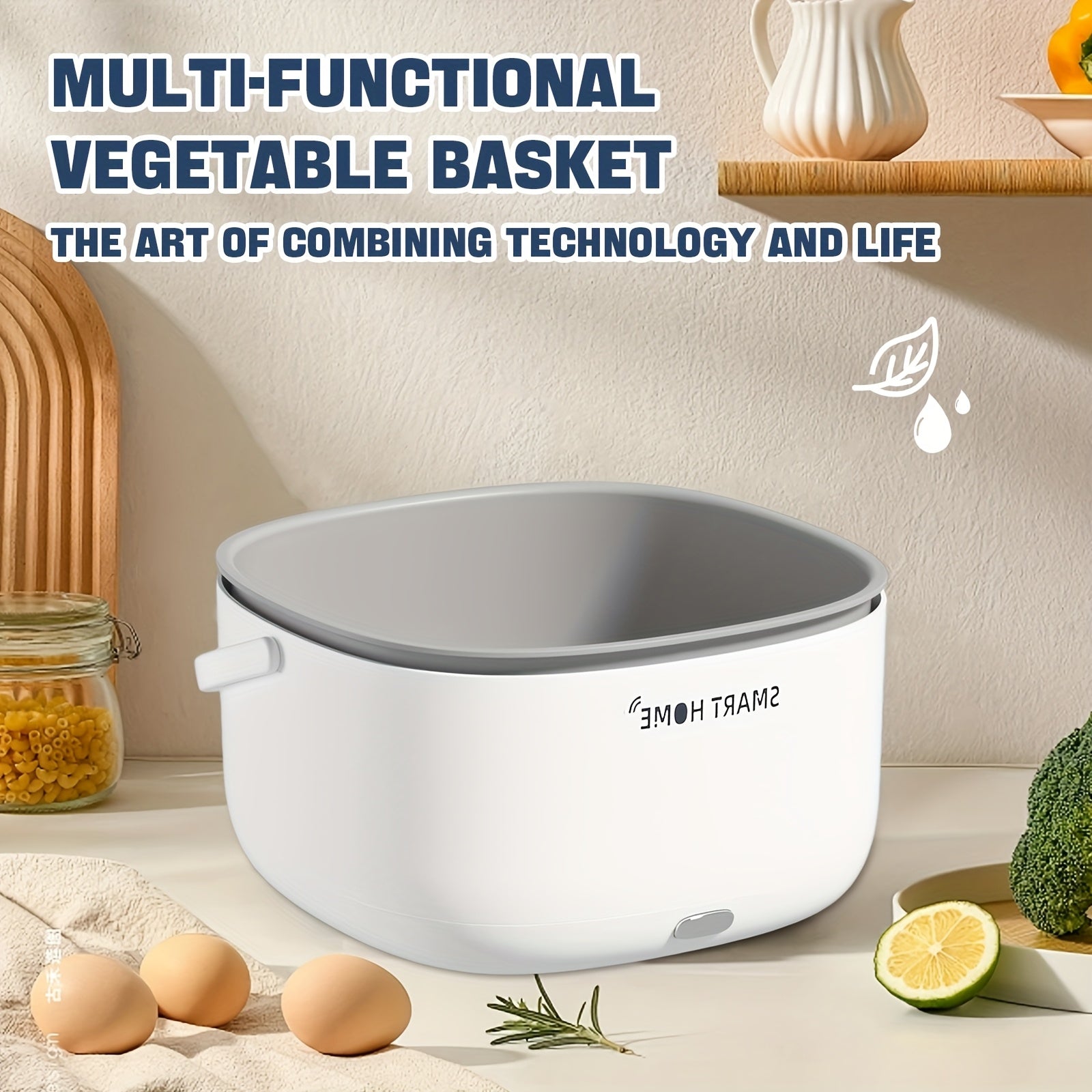 Ovoz to'lqin texnologiyasi bilan multi-funksional oshxona qurilmasi meva va sabzavotlarni tez va samarali tarzda tozalaydi. Oq rangda batareyali, aqlli uy dizayni va gradient drenaj bilan.