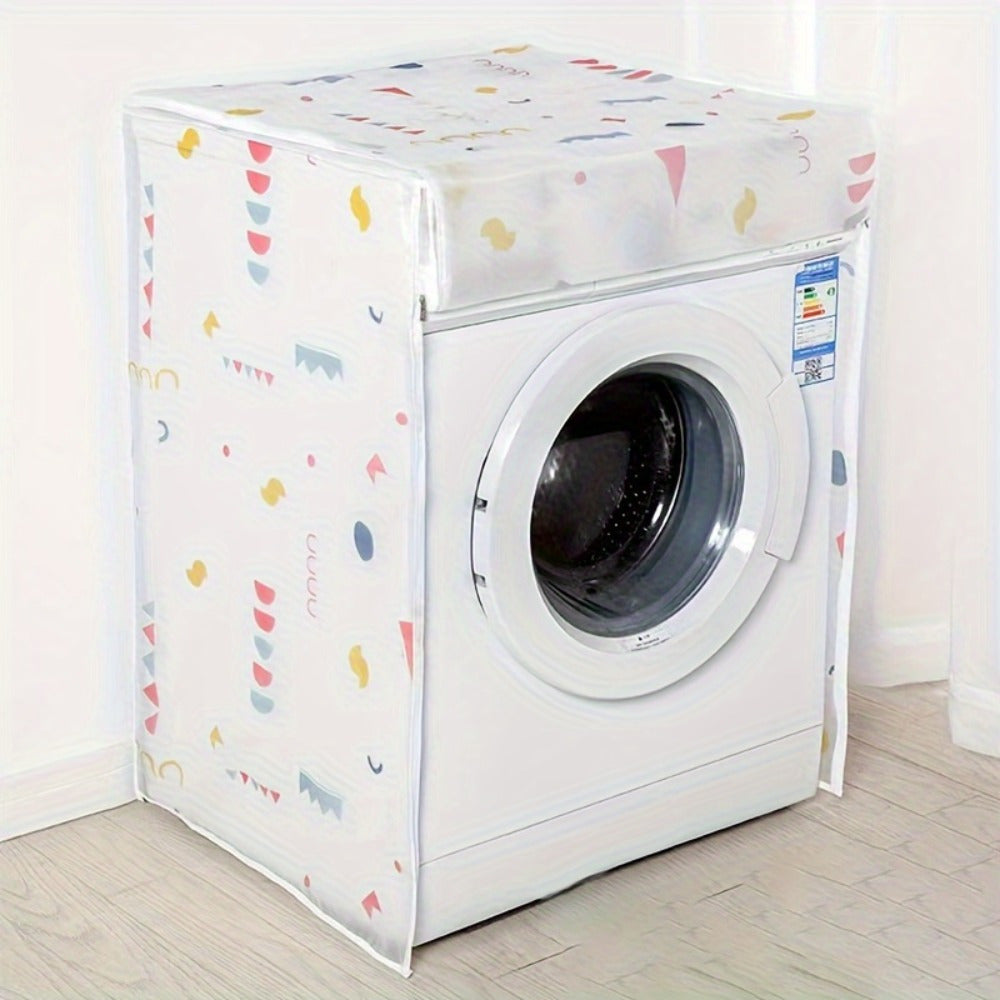 Ko'p maqsadli Kir yuvish mashinasi qopqog'i - Suv va quyoshga chidamli, Changga qarshi, PEVA materialidan tayyorlangan, Barcha modellarga mos, To'rtburchak shakli, Bosma dizayn, Kir yuvish uchun zarur, Kir yuvish sumkalari bilan birga