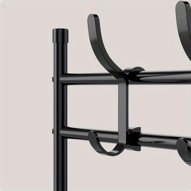 Estante para zapatos de metal de 5 capas, 8 ganchos, almacenamiento multiusos para dormitorio y baño