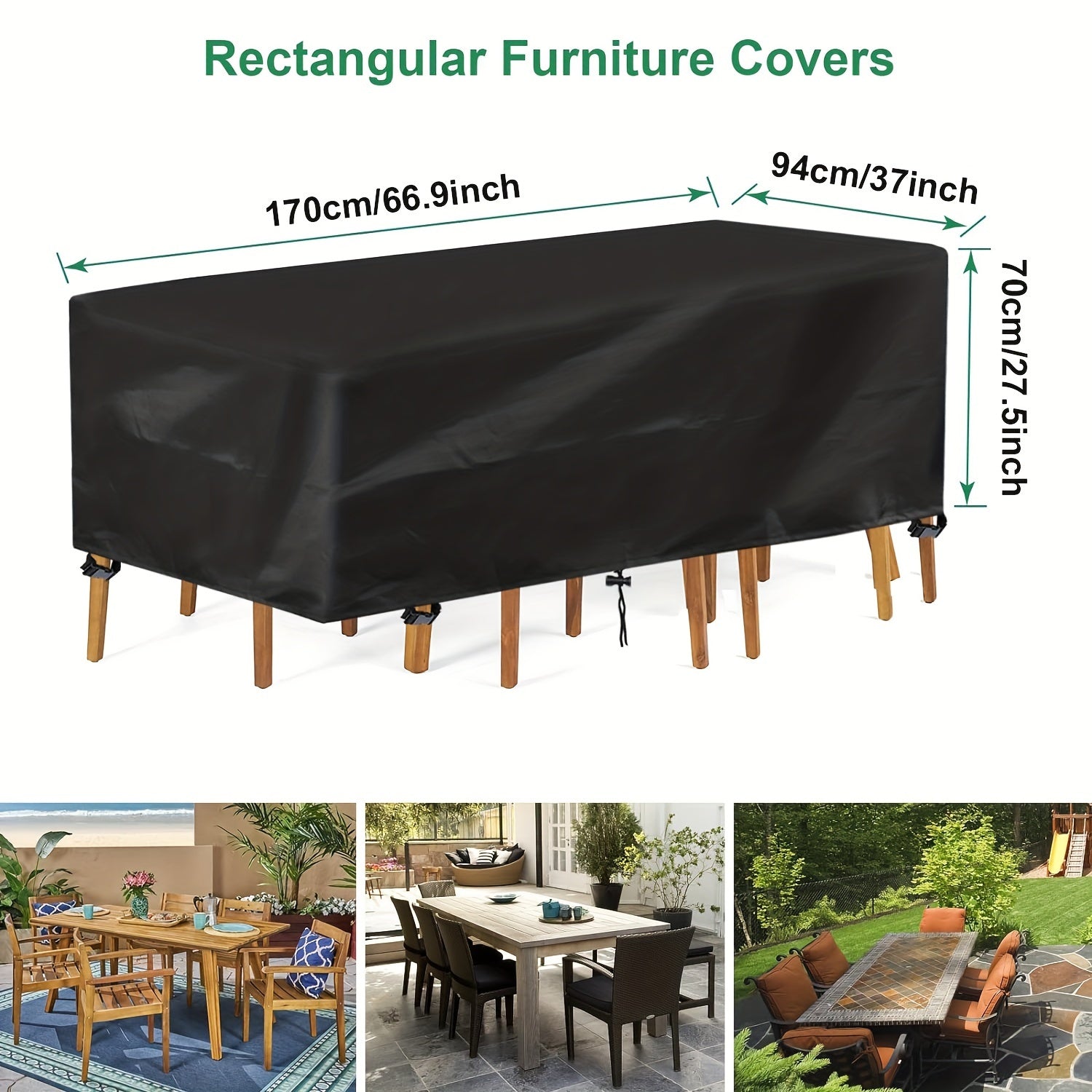 Rectangular Garden Furniture Cover Waterproof Oxford Fabric for Outdoor Patio Rattan