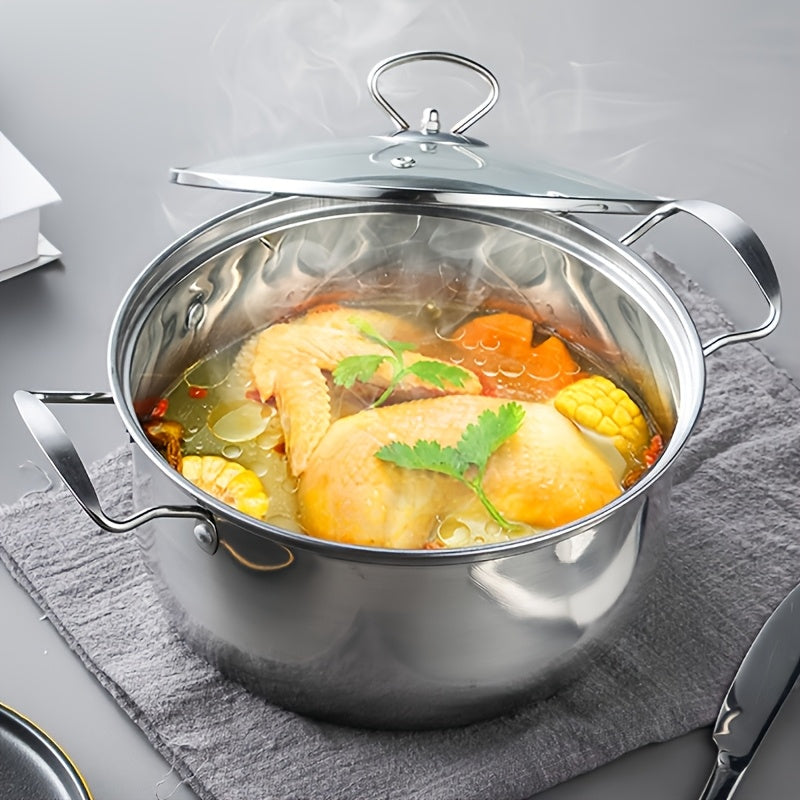 Set of 5 Stainless Steel Stock Pots with Lids, Double Handles, Large Capacity