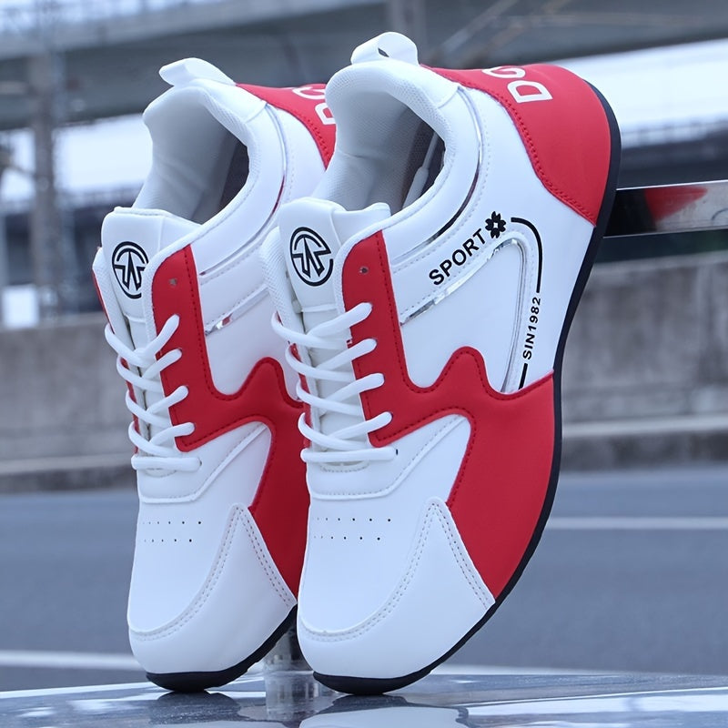 Unisex Sports Sneakers with PU Upper Fabric Inner Rubber Sole All-Season Casual Running Shoes