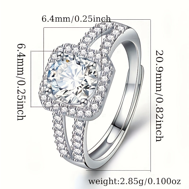 Women’s 925 Silver Double-Layer Synthetic Zirconia Ring Gift for Girlfriend