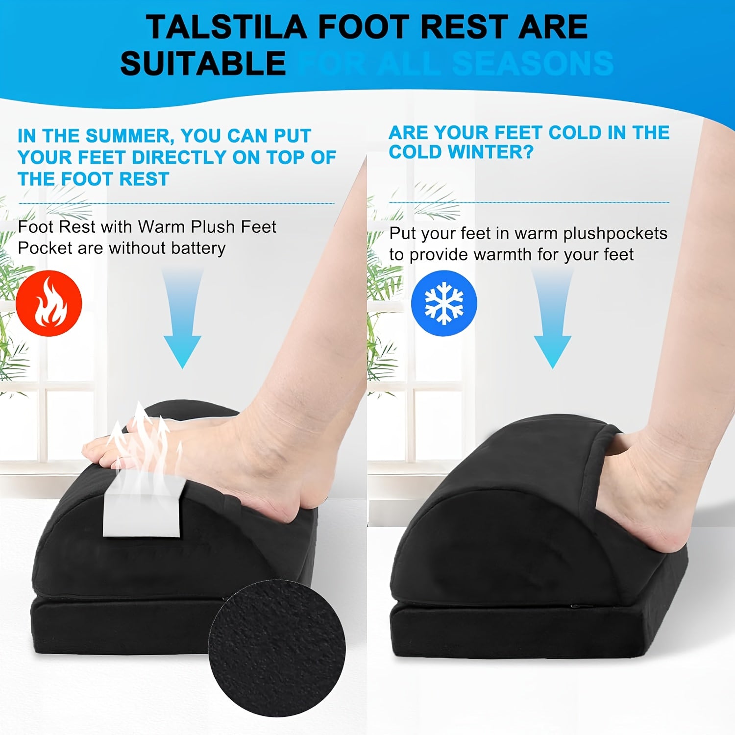 Ergonomic Black Felt Foot Rest with Adjustable Height and Plush Pockets