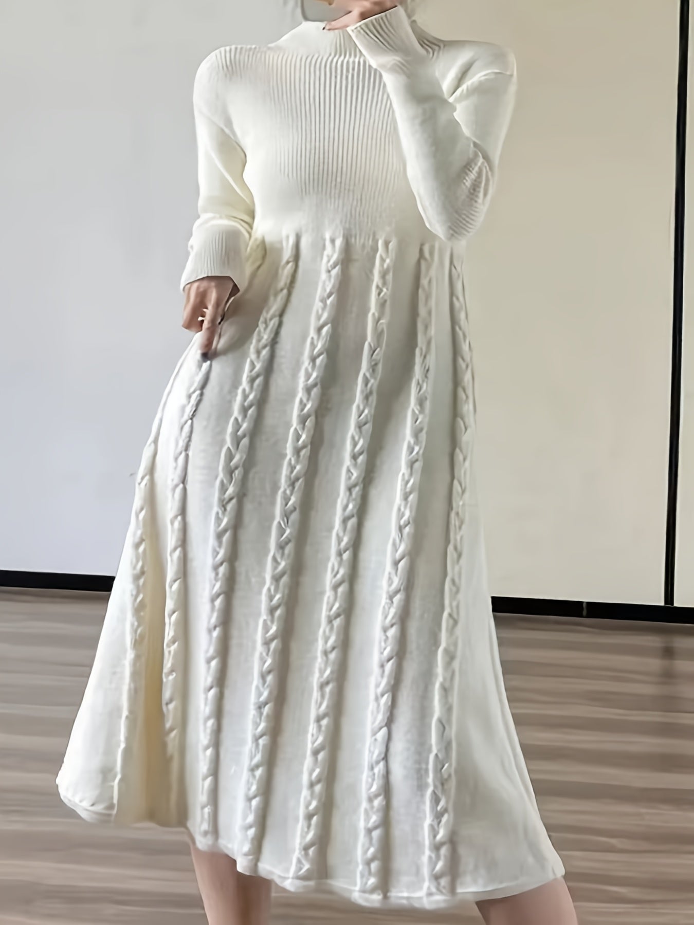 Vestido de mujer de talla grande de manga larga, tunica de invierno elástica para otoño, armario de temporada