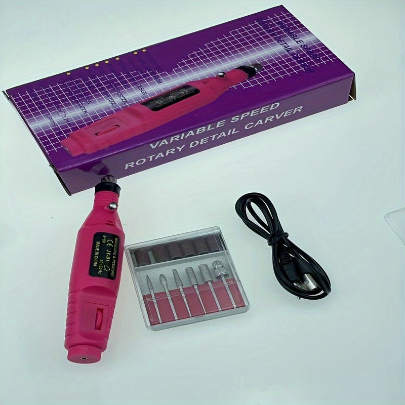 Electric Nail Drill Kit with 6 Sanding Bands and Nail Art Pen for Manicure and Pedicure