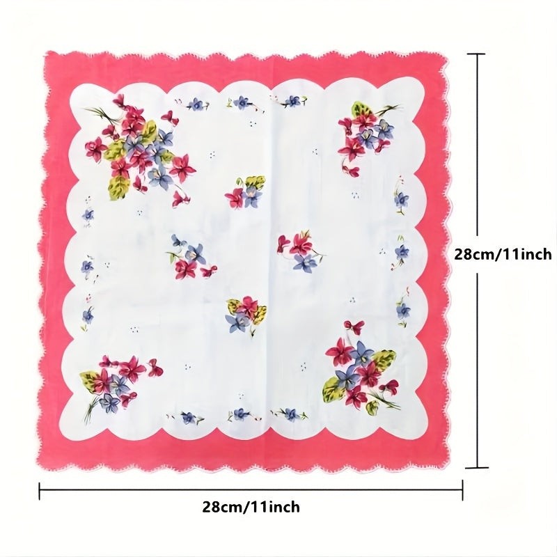 Set of 10 Floral Handkerchiefs for Men Small Pocket Square Gift