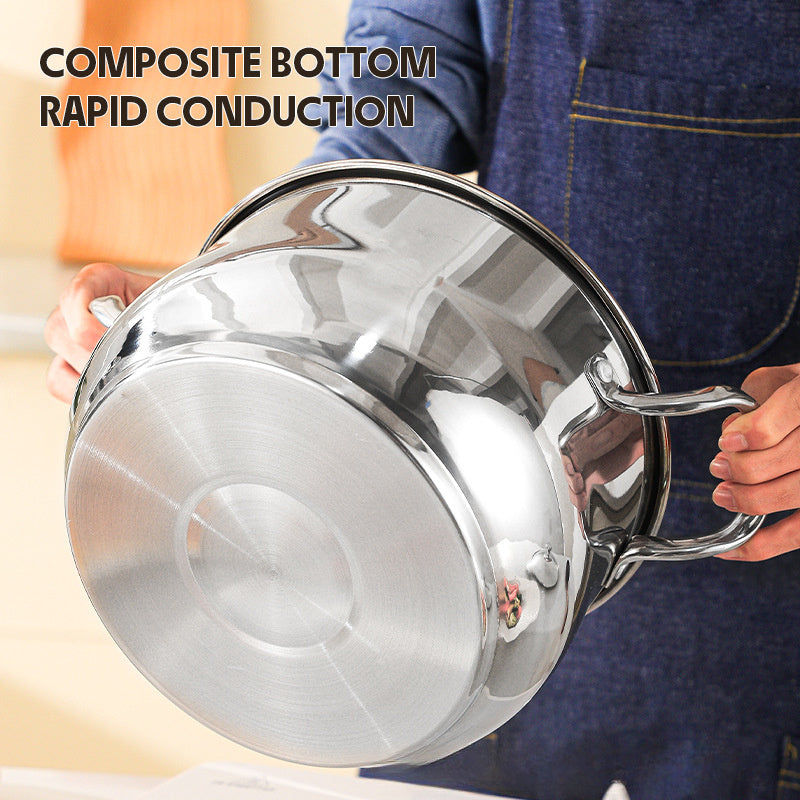 8-Piece Stainless Steel Pot Set with Large Capacity and Heat-Resistant Handles