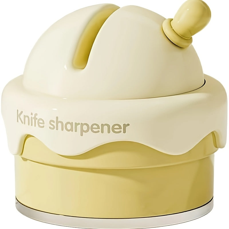 "O'yinchoq Muzqaymoq Koni Dizaynida Suv O'tkazmaydigan Asosli Qo'l Bilan Pichoqni O'tkazish Qurilmasi - Oshxonada Pichoqlarni O'tkazish uchun Tez, Xavfsiz va Qiziqarli Gadjet. Keramika Materialidan Yasalgan, Ichki Foydalanish Uchun Mukammal."