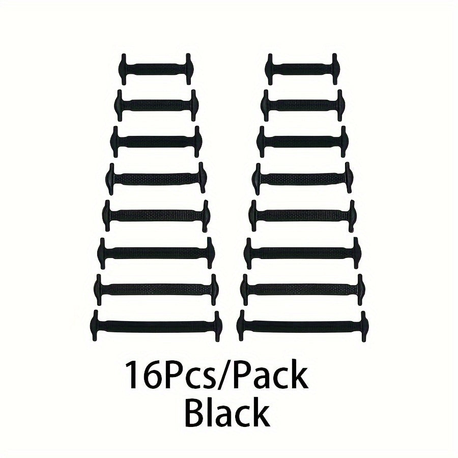 16pcs High Elastic Silicone Lazy Shoelaces for Sneakers, No-Tie, Convenient