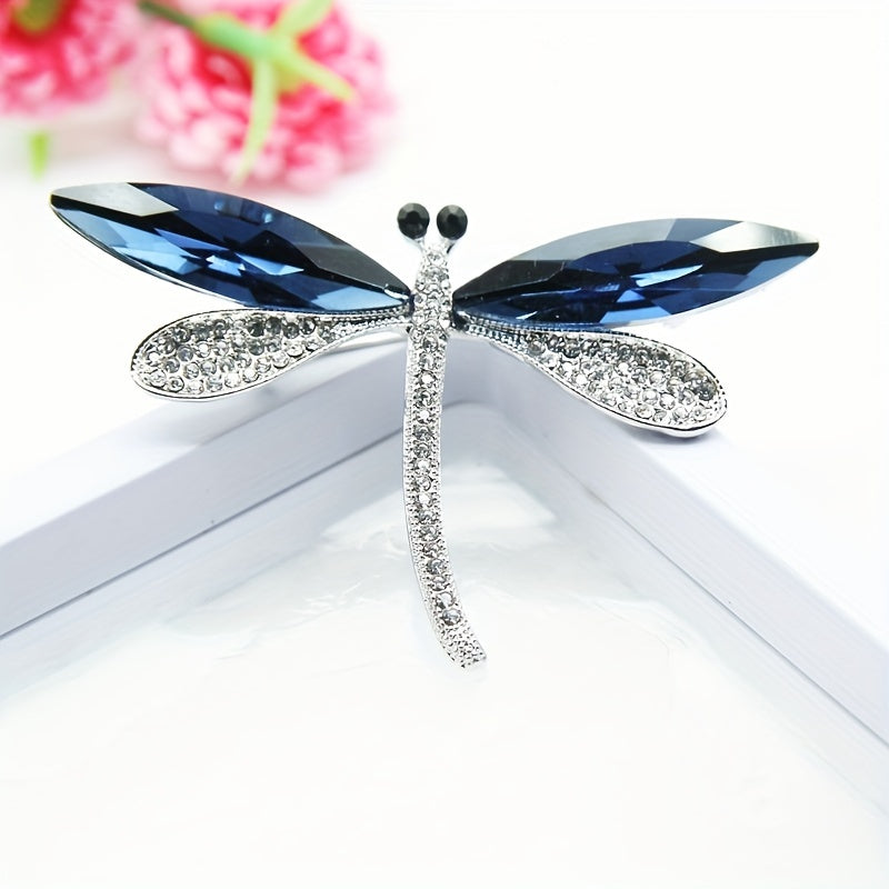Broche de cristal azul para mujer, elegante colgante de botón, joyería