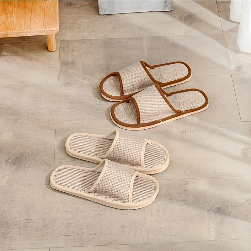 Yengil rangli mato ustki qismi va EVA taglikka ega, erkaklar va ayollar uchun qulay ichki uy poyafzallari.