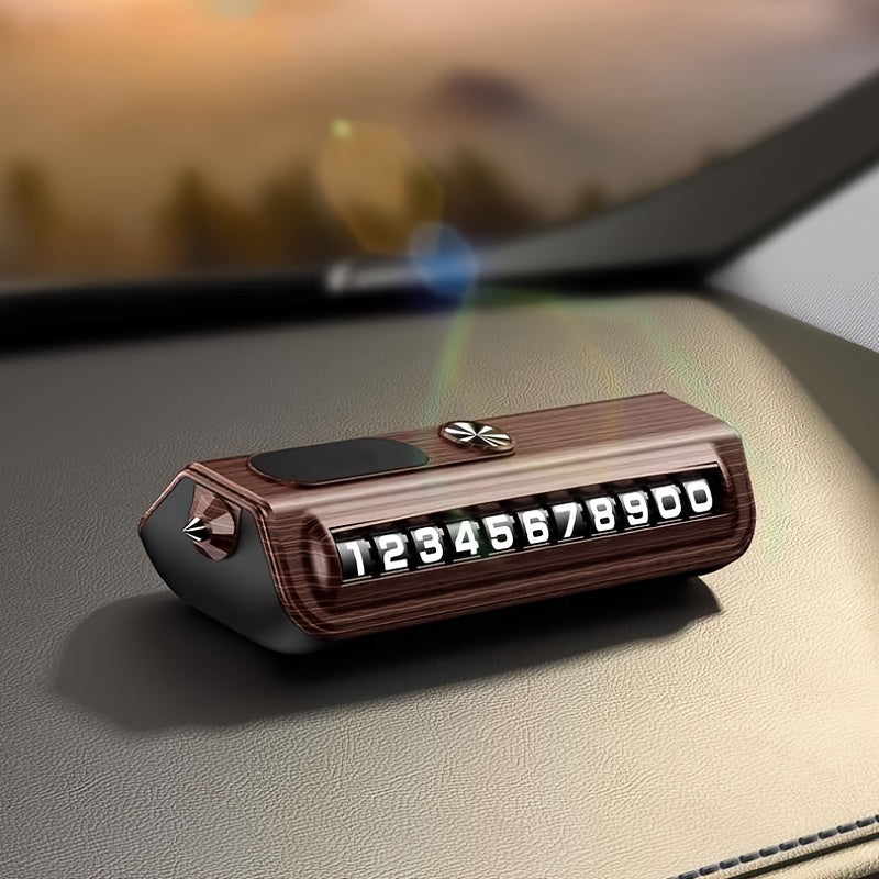 Wooden Car Dashboard Display with Emergency Hammer ABS Carbon Fiber Finish Multi-Functional Vehicle Accessory